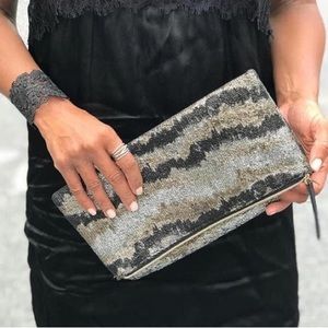 Stella & Dot metallic clutch